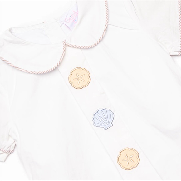 NWOT White Nautical Button Shirt and Tan Shorts Set - Picture 2 of 4